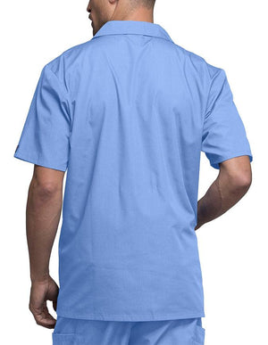 Cherokee 30.5 Inch Men's Three Pocket Zip Front Medical Scrub Jacket - ciel