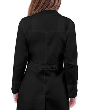 Adar 32 Inches Women's Multi Layered Pockets White Lab Coat - Black