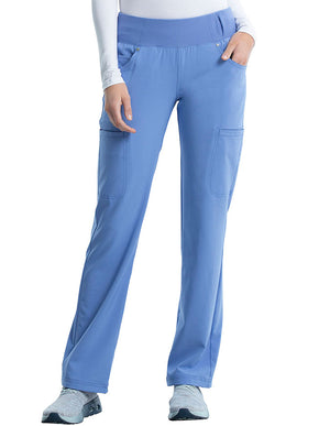 Cherokee iFlex Women Mid Rise Straight Leg Petite Pull-on Pant