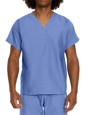 Landau Unisex No Pocket V-Neck Scrub Top Ciel Blue
