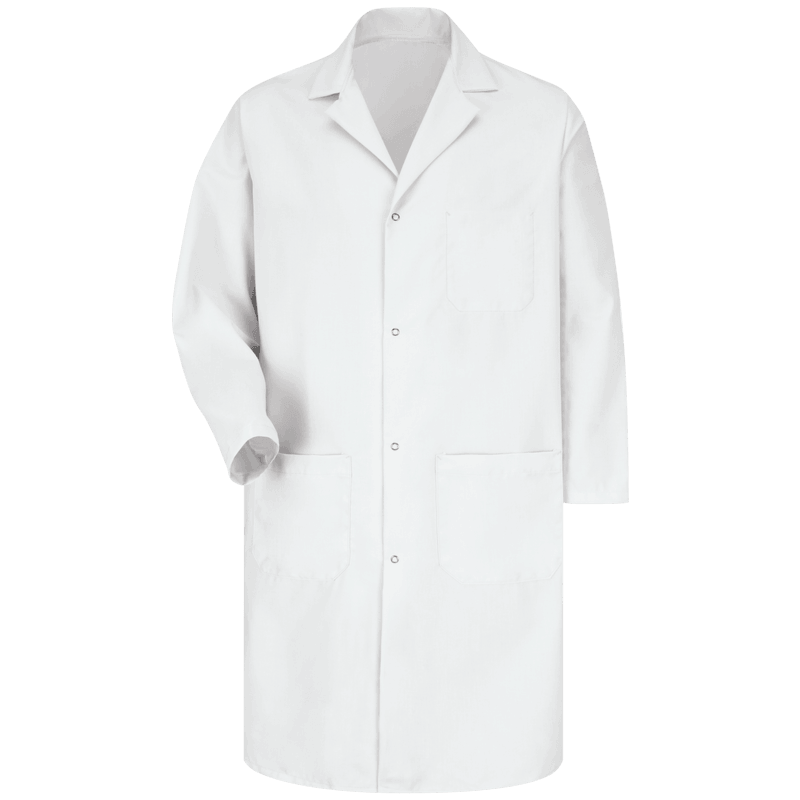 Red Kap 41.5 inch Three Pockets Four Gripper Men Medical Lab Coat - White