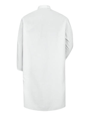 Red Kap 45 Inch Men's Three Pockets Snap Front Butcher White Lab Coat - White