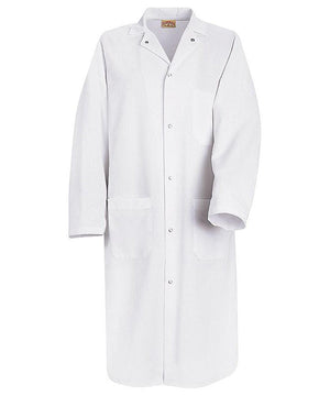 Red Kap 44.75 Inch Gripper Front Men White Butcher Wrap Lab Coat - White