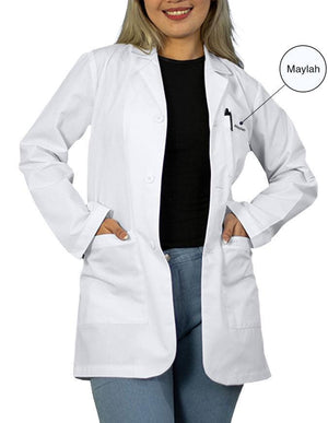 Free Embroidery HeedFit Unisex 31 Inches Three Pocket White Consultation Coat