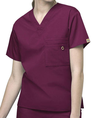 WonderWink 28.75 Inch Unisex The Alpha V-Neck Nursing Top wine