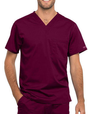 Cherokee Workwear Revolution Unisex Pocket V-Neck Scrub Top Wine