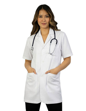 HeedFit Unisex 31 Inches Short Sleeve Consultation Lab Coat