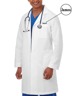 Free Embroidery Meta 40 Inch Men's White Lab Coat