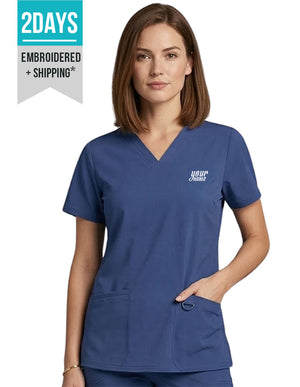 Free Embroidery HeedFit 3- Pockets Women's V-Neck Nursing Scrub Top