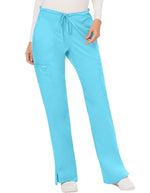 Cherokee Workwear Revolution Womens Mid Rise Moderate Flare Drawstring Pant - Turquoise