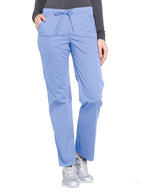 Cherokee Workwear Professionals Women's Drawstring Mid Rise Straight Leg Pant - Ciel Blue