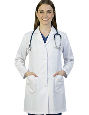 HeedFit Women's Two Pocket 35 Inches White Medical Lab Coat