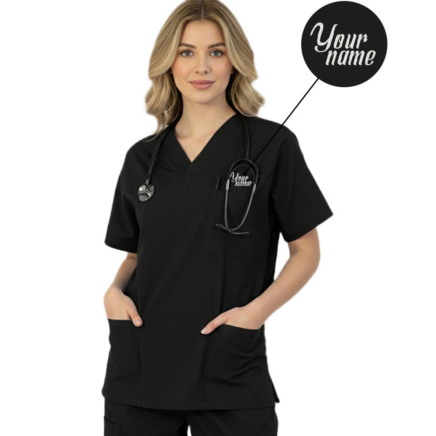 Free Embroidery HeedFit 27.5 Inch Unisex Four Pocket Scrub Top