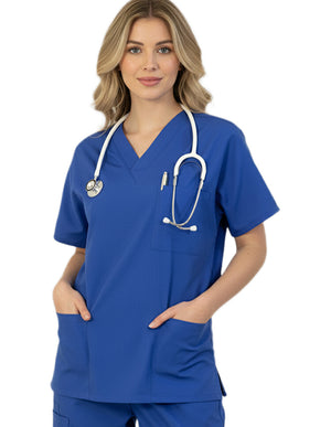 HeedFit 27.5 Inch Unisex V-Neck Four Pocket Scrub Top