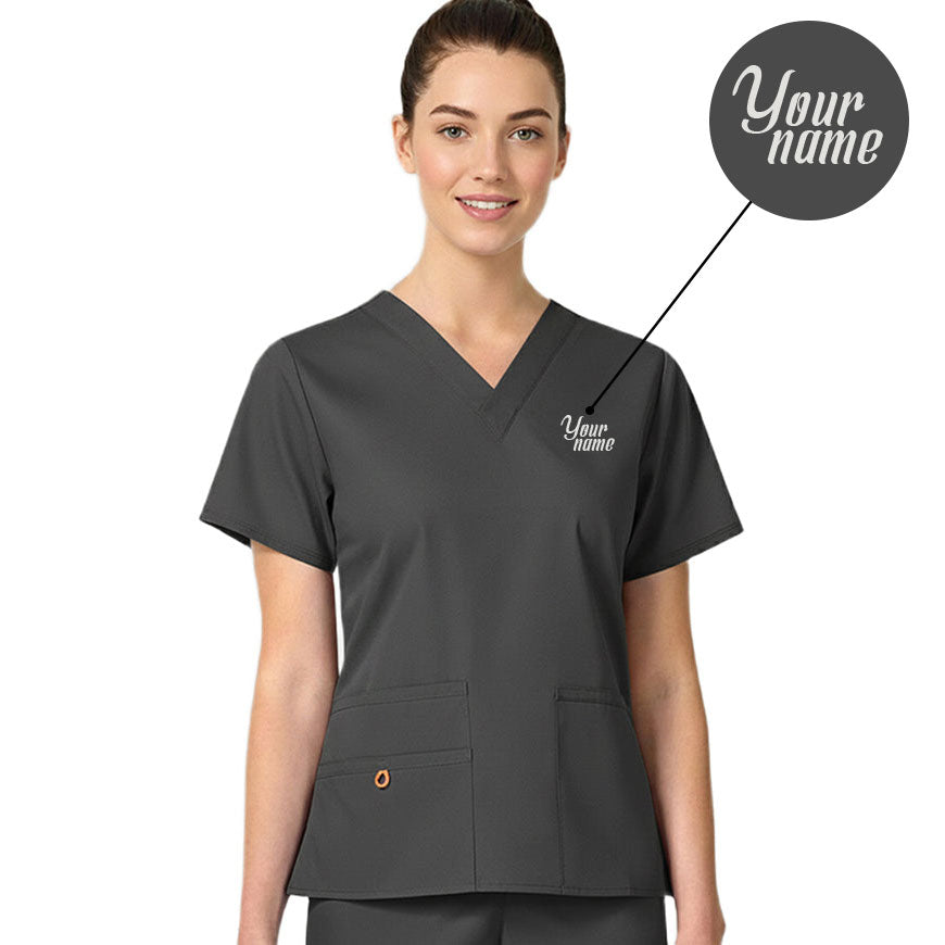 Free Embroidery HeedFit Women's Multi Pockets V-Neck Scrub Top
