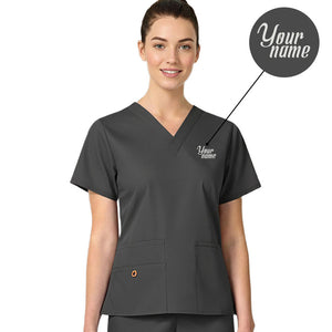 Free Embroidery HeedFit Women's Multi Pockets V-Neck Scrub Top