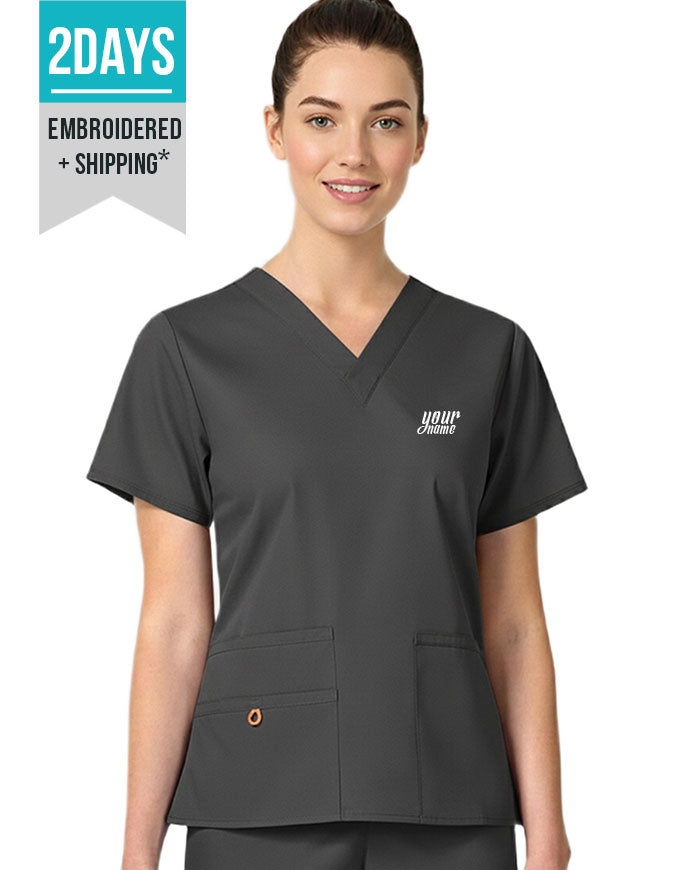 Free Embroidery HeedFit Women's Multi Pockets V-Neck Scrub Top