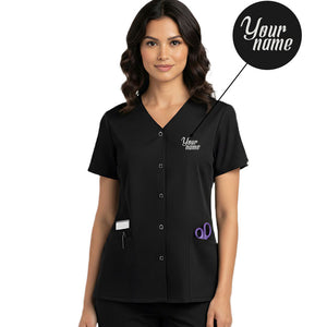Free Embroidery HeedFit Women's Snap Front V-Neck Scrub Top