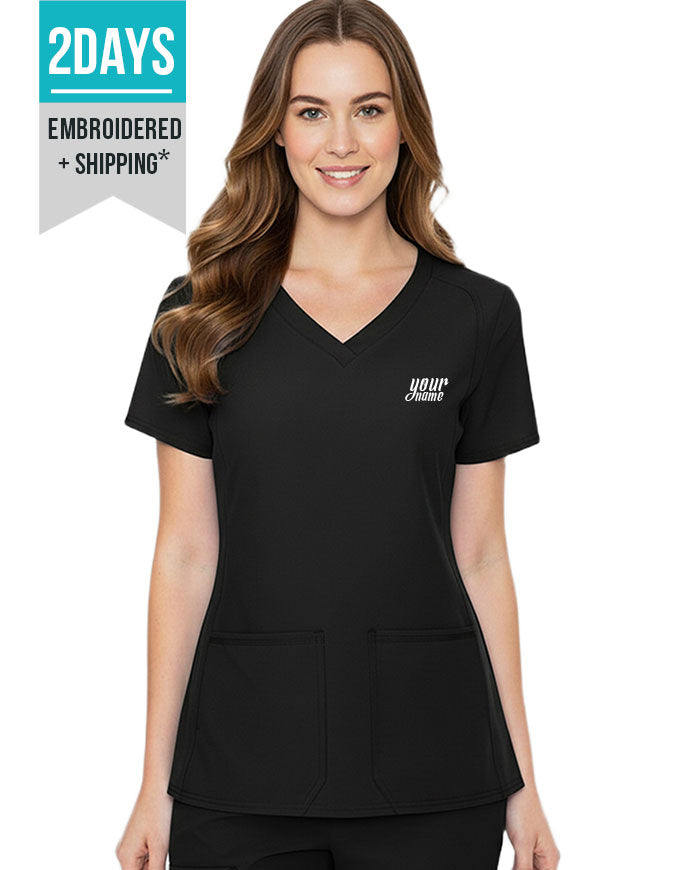 Free Embroidery HeedFit Women's Shaped Shoulder Seam Scrub Top