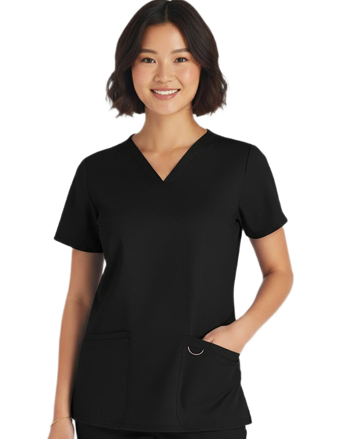 HeedFit Women's V-Neck Nursing Scrub Top with Three Pockets