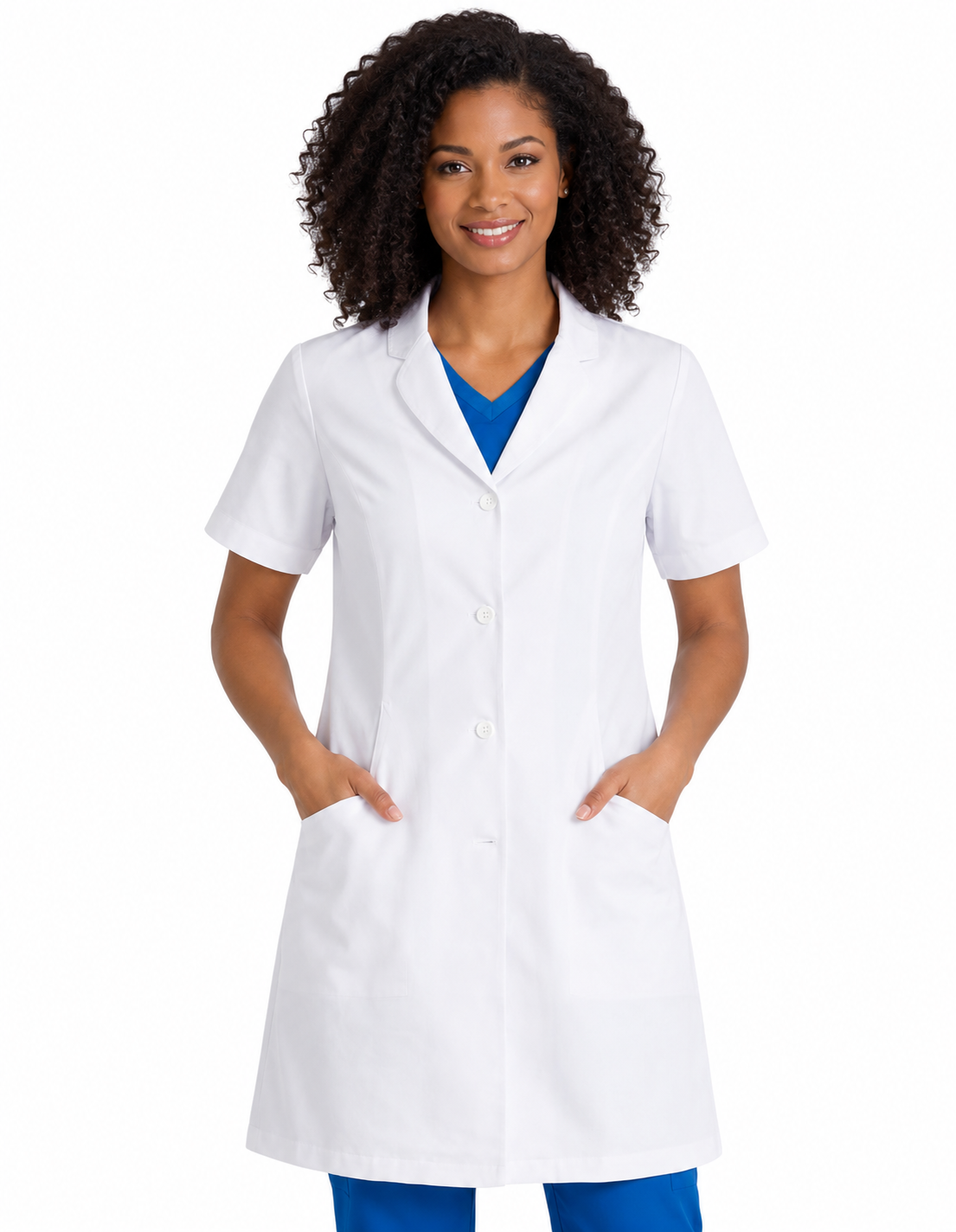 Labcoat HQ Women's 4-Pocket 35 Inch Short Sleeve Lab Coat