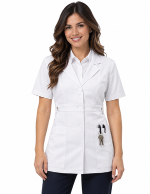 Labcoat HQ Women's 28" Tab-Waist Short Sleeve Lab Coat