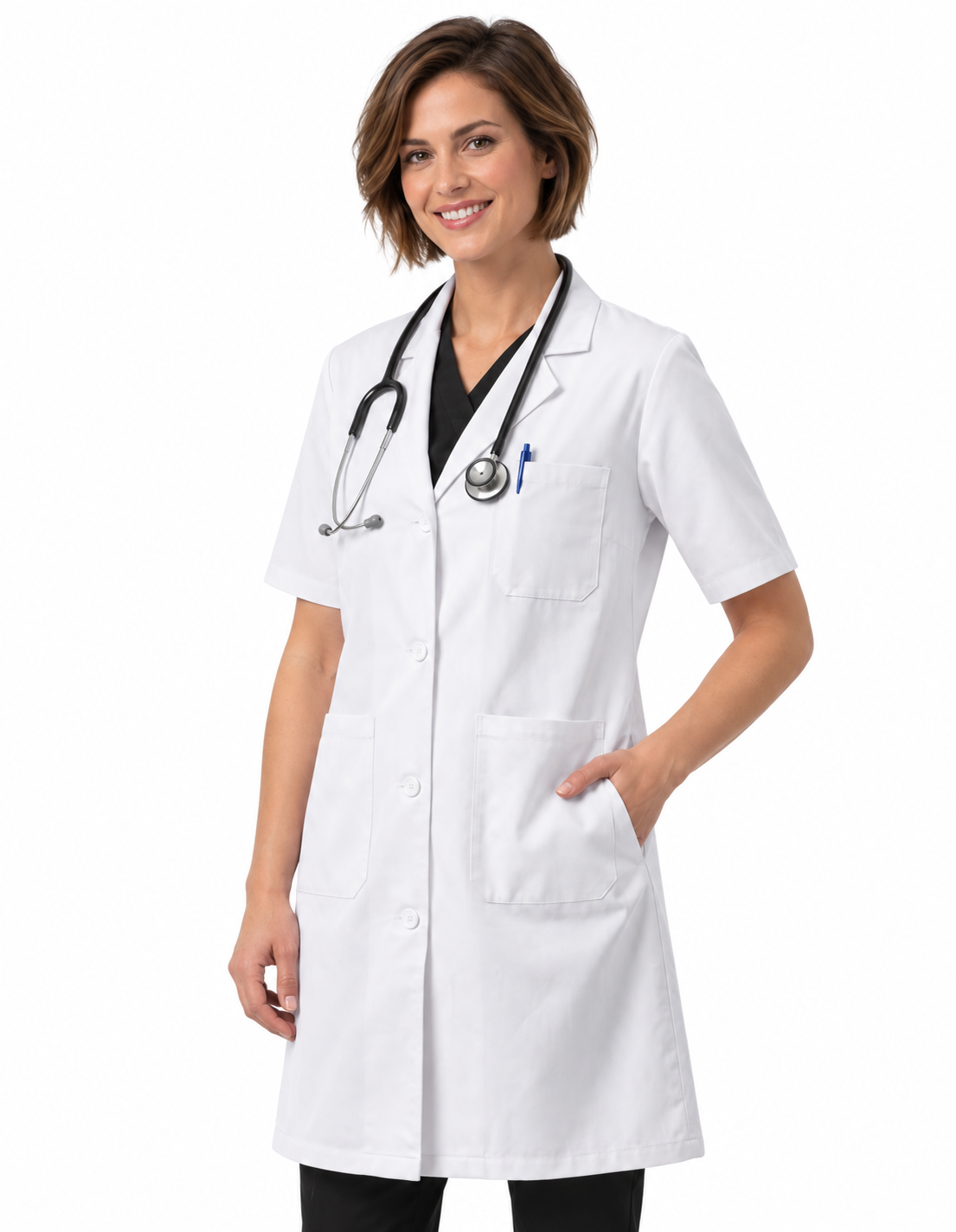 Labcoat HQ 39" Unisex Professional Short Sleeve Lab Coat
