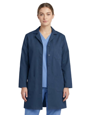 Labcoat HQ Women's Navy Blue Button-Front Lab Coat
