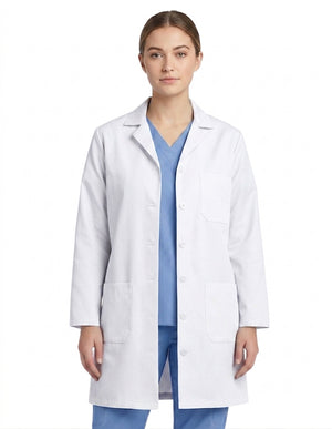 Labcoat HQ Women's Navy Blue Button-Front Lab Coat