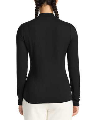 Med Couture Layers Lettuce Edge Women Mock Neck Underscrub
