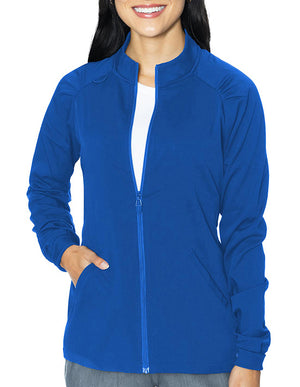 Med Couture Touch Women's 4-Pocket Raglan Sleeve Zip Front Scrub Jacket