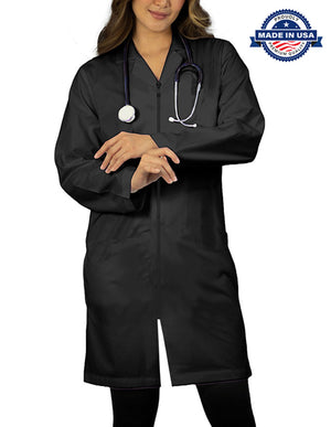 Panda Uniforms Unisex 37 Inches No Pocket Zip Front Lab Coat - Made In USA