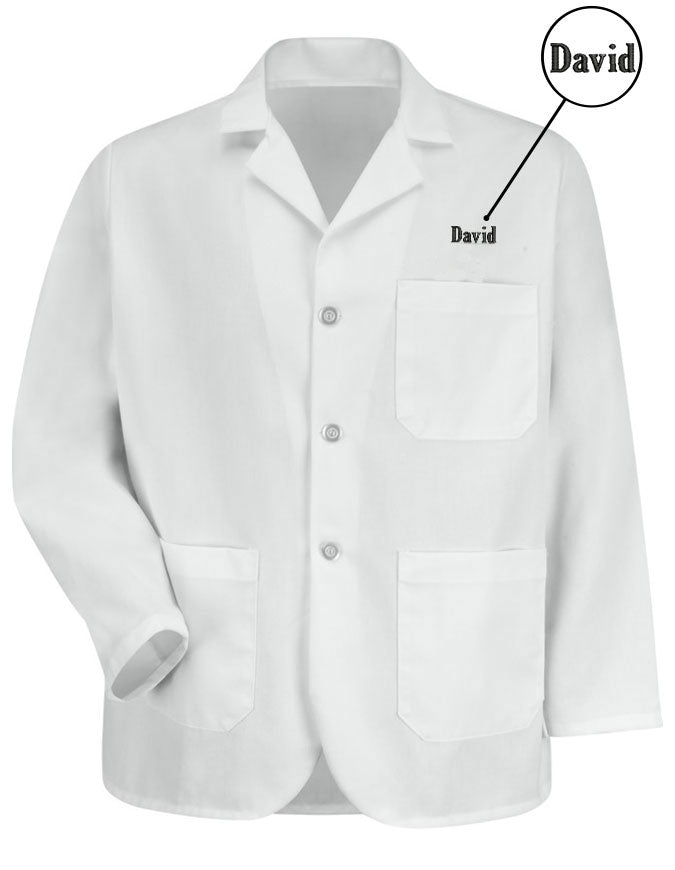 Free Embroidery Red Kap 30.75 inch Twill Three Button Front Unisex Counter Coat