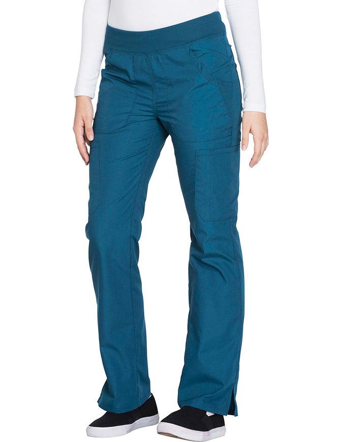 Cherokee Workwear Women's Mid Rise Straight Leg Pull-on Cargo Tall Pant Caribbean Blue
