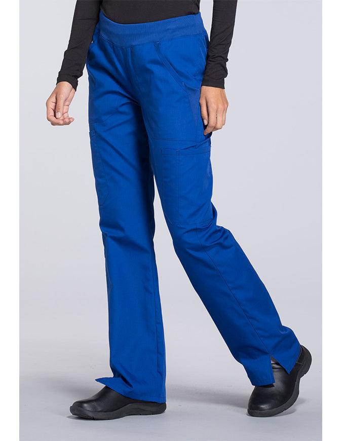 Cherokee Workwear Women's Mid Rise Straight Leg Pull-on Cargo Pant - Royal Blue