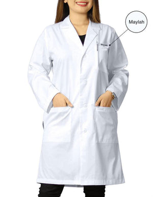 Free Embroidery HeedFit 40 Inch Unisex Classic Long White Lab Coat