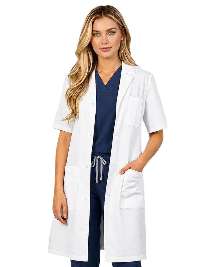 HeedFit 40 Inch Unisex Short Sleeve Long Lab Coat