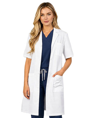 HeedFit 40 Inch Unisex Short Sleeve Long Lab Coat