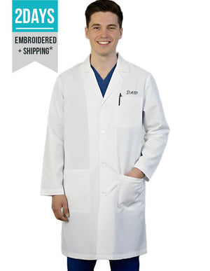 Free Embroidery HeedFit Unisex 37 Inches Three Pocket White Functional Lab Coat