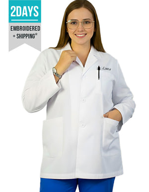 Free Embroidery HeedFit 31 Inches Three Pockets Lab Coat For Unisex