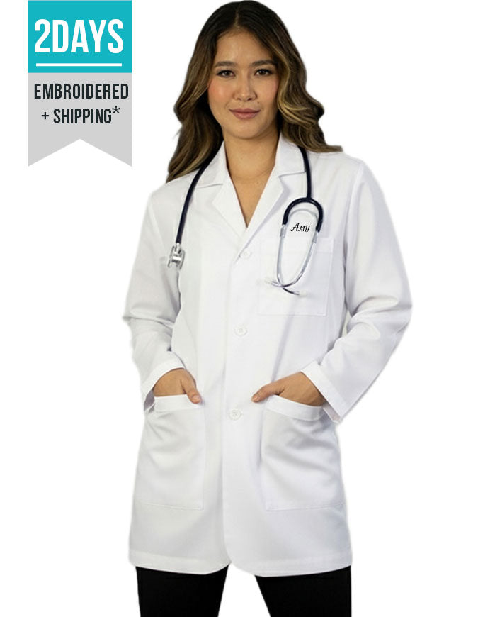 Free Embroidery HeedFit Unisex 31 Inches Three Pocket White Consultation Coat