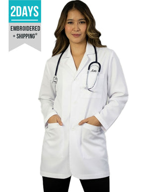 Free Embroidery HeedFit Unisex 31 Inches Three Pocket White Consultation Coat