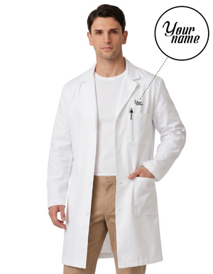 Free Embroidery Labcoat HQ Men's 38" Cotton Lab Coat