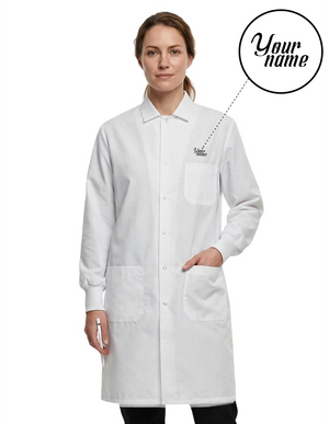 Free Embroidery Labcoat HQ Unisex Specialized Cuffed Lab Coat with Interior Pocket