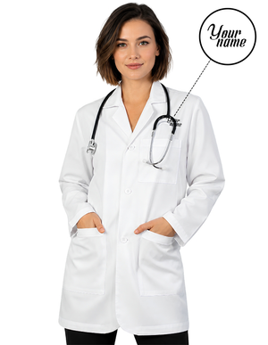 Free Embroidery Labcoat HQ Unisex 31 Inches Cotton White Consultation Coat